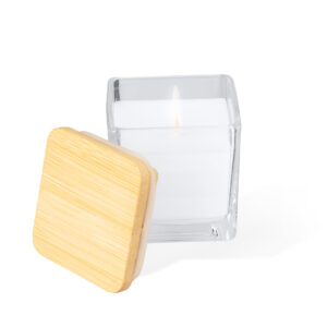 Vela cuadrada con tapa bambú
